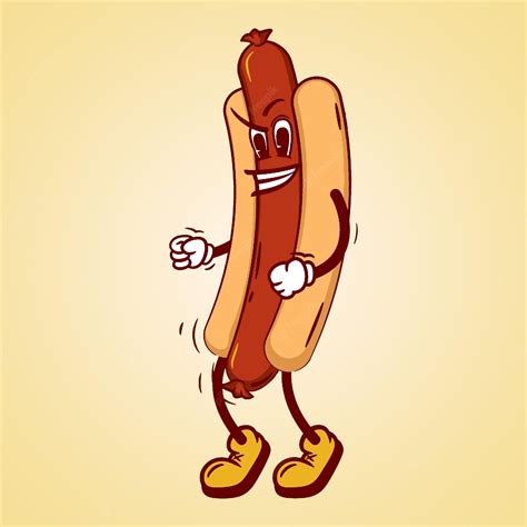 Premium Vector A Cartoon Hot Dog With A Face That Says Hot Dog On It