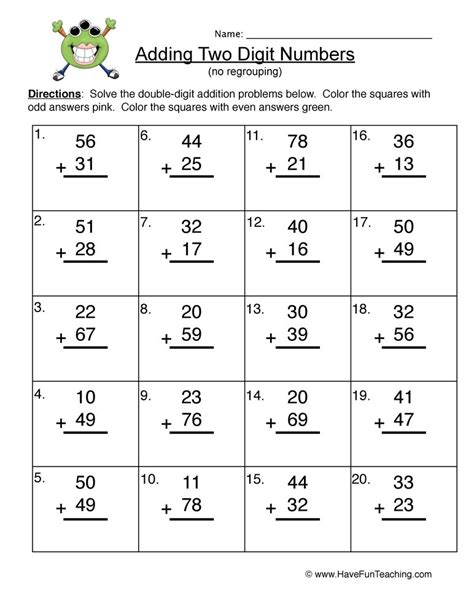 Two digit addition & subtraction worksheets without regrouping this is a set of 20 worksheets designed to give your students additional practice adding and subtracting two digit numbers together without regrouping. Double Digit Addition Without Regrouping Worksheets ...