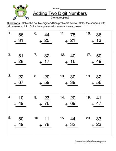 Check spelling or type a new query. Double Digit Addition Without Regrouping Worksheets ...