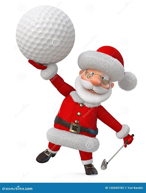 3d Illustration Santa Claus Golfer Stock Illustration Illustration Of
