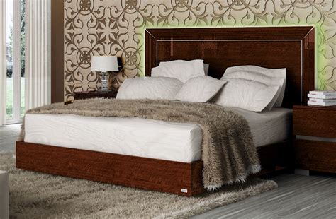 Athome USA - Live Queen Size Bed in Walnut Lacquer Finish - LIBNOLT01