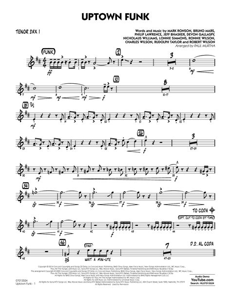 Mark Ronson Uptown Funk Feat Bruno Mars Arr Mark Brymer Musicnotes Small Sheet Music Notes