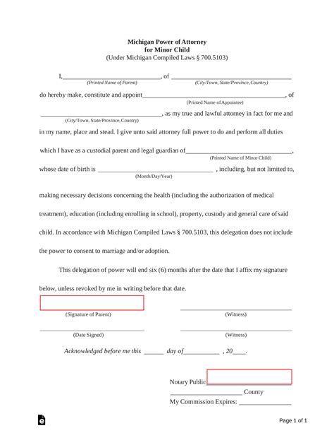 Printable Power Of Attorney Form For Child Printable Forms Free Online