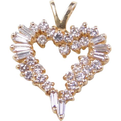 Vintage 14k Gold 90 Ctw Diamond Heart Pendant From Arnoldjewelers On