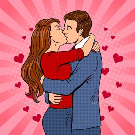 Kissing Couple Pop Art Vector Illustration By Alexanderpokusay Graphicriver