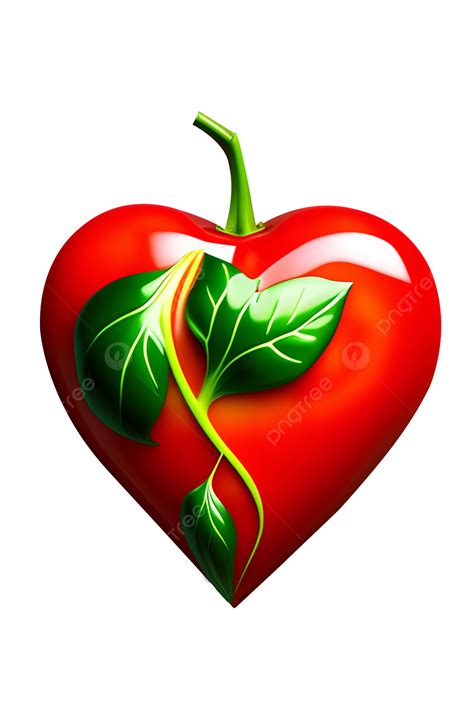 3d Coração Vermelho Bonito Dia Dos Namorados Romântico Brilhante Forma Com Folha Png Namorados