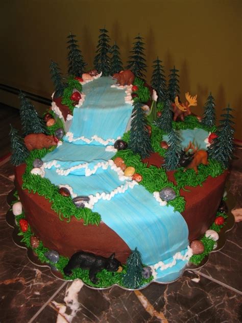 outdoor theme cake — groom s cakes themed cakes waterfall cake hunting cake