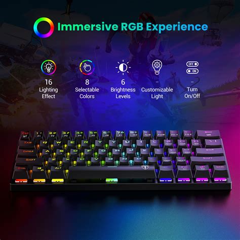 Buy Pictek 60 Mechanical Gaming Keyboard Rgb Backlit Rechargeable