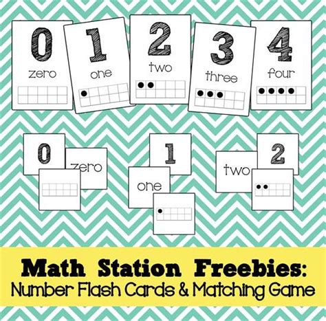 Math Station Freebies Number Flash Cards And Memory Game Math Flash