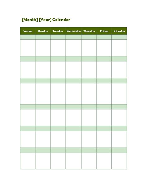 Monthly Blank Calendar In Potrait Mode Free Printable Templates