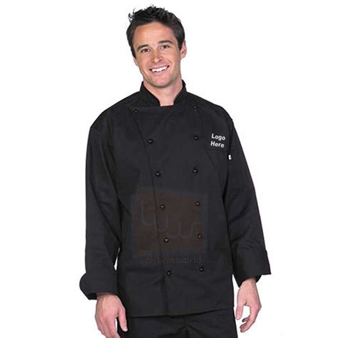 Plain Black Chef Coat With Pockets Dubai Uae Leading Uniforms