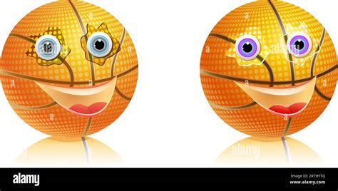 Sport Basketball Ball With Face Vector Illustration Isolated On White