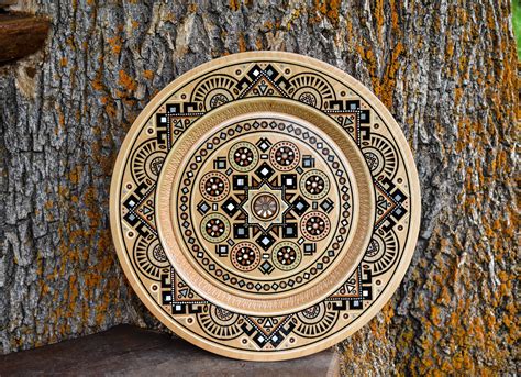 Carved Wooden Plate In The Hutsul Style Wall Hangings Home Etsy In