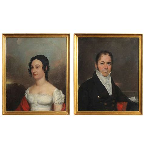 Pair of Oil on Canvas Early 19th Century Portraits of a Man and Woman