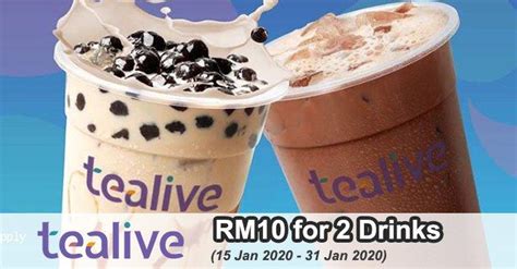 From 5th may to 15th june 2019, milk tea lovers will get to enjoy their favourite tealive drinks at only rm2.50, exclusively with the touch 'n go ewallet. Tealive RM10 for 2 Drinks Promotion With Touch 'n Go ...