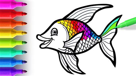 Como Desenhar E Colorir Peixe Como Dibujar Y Colorear Pez How To Draw And Color Fish Youtube