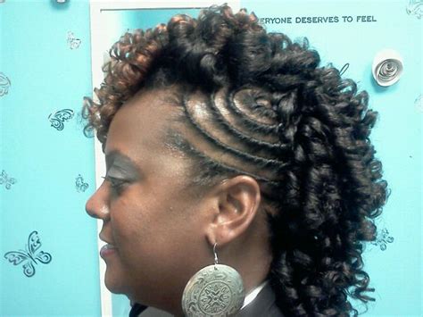 Short kinky mohawk style for black men, natural highlighted hawk with designs, curly mohawk hairstyle idea. Caring for Natural Hair: Curly Mohawk on 3 years natural hair.