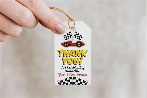 Race Car Thank You Printable Favor Tags Printable Party | Etsy