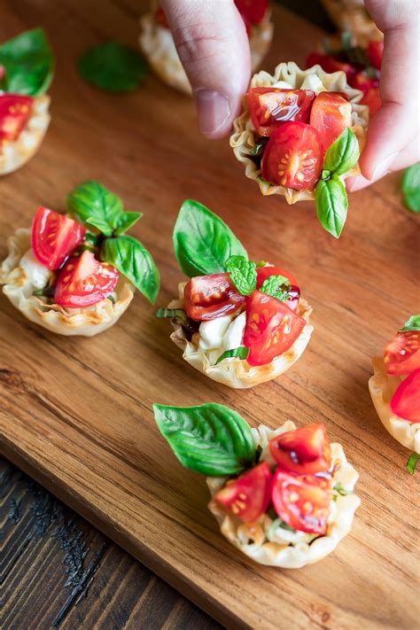 Bruschetta Phyllo Cups With Whipped Feta And Basil Peas And Crayons