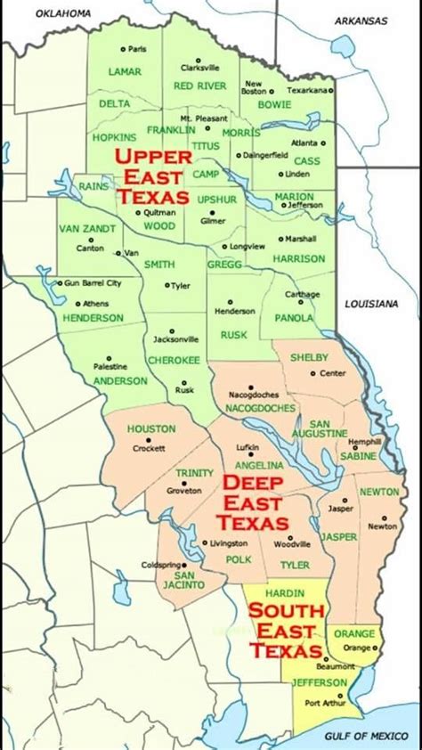 Map Of East Texas Counties And Cities