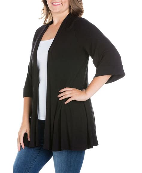 24seven Comfort Apparel Plus Size Elbow Length Open Front Cardigan Macys