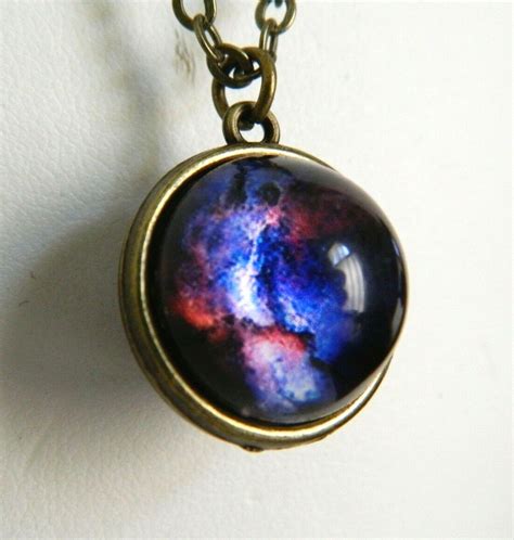Nebula Galaxy Double Sided Glass Pendant Necklace Universe Planet