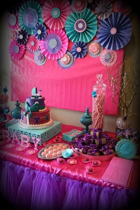 See our 49 baby shower decorations for your ideal party! Pink purple turquoise, It's a girl Baby Shower Party Ideas | Photo 1 of 23 | Baby shower purple ...