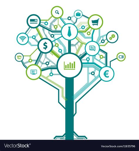 Business Tree Symbols As Digital Technology Layout