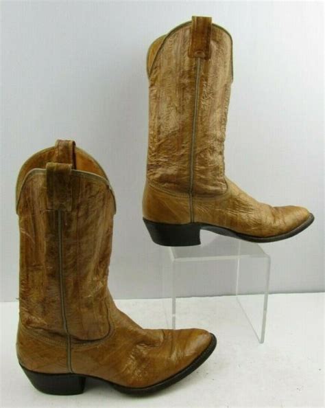 Mens Nocona Brown Eel Skin Round Toe Western Cowboy Boots Size 8 D Ebay