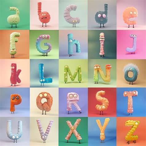 There are worksheets for numbers, for capital letters, or for small letters. Little Monsters Alphabet on Behance | Alphabet, Monster, 3 d