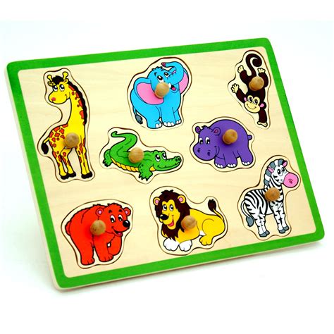 Wooden Wild Animals Chunky Peg Puzzle Wrap Your Love