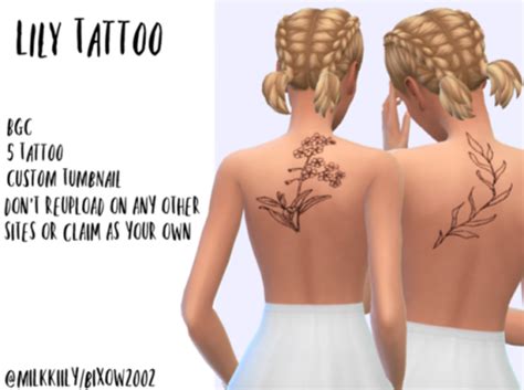 Lily Tattoo Sims 4 With Images Sims 4 Tattoos Sims 4 Sims Four