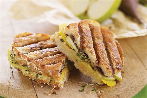 Place 1 slice of bread on the grill pan and top with a layer of tofu, . Chickpea, Beet, and Apple Panini Recipe | Recipe ...