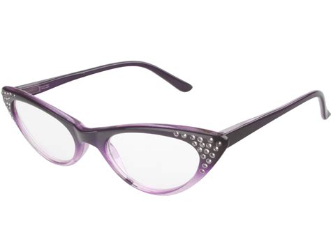 Cateye Reading Glasses Retro Rhinestone Purple 150 Spring Temple