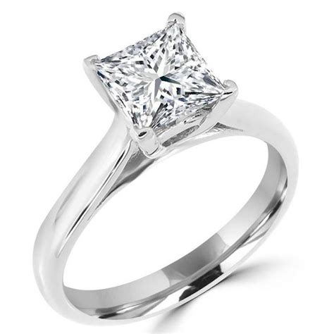 4.7 out of 5 stars. Square Diamond Rings in 14K White Gold 1 1/10 CT Solitaire ...