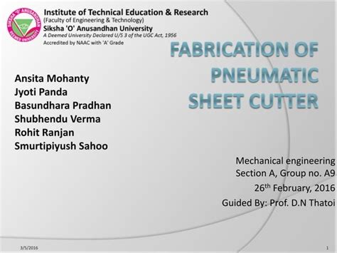 Pneumatic Sheet Cutter Ppt For Engg Students Ppt