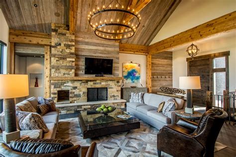 Rustic Living Room Ideas Living Room Rustic With Siding And Stone Veneer