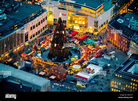 Aerial View Giant Christmas Tree On The Hansaplatz Square Dortmund