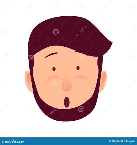 Surprised Young Man Rosy Face Flat Vector Icon Stock Vector