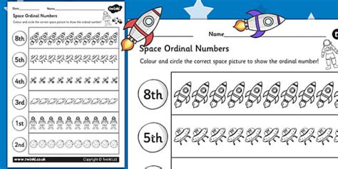 Space Themed Ordinal Numbers Worksheet Space Numbers Order