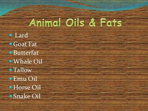Animal Fats And Oil