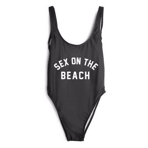 sex on the beach funny letter high cut swimsuit one piece swimwear monokini bathing suit women