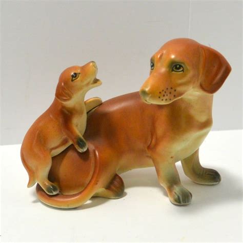 Vintage Ceramic Dachshund And Puppy A Dogs Tale Collectibles