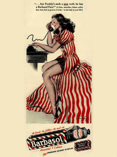 Barbasol Shaving Cream Pin Up Telephone 1946 Mad Men Art Vintage Ad