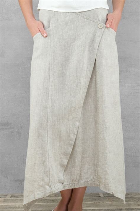 Long Linen Skirt With Pockets Maxi Skirt Etsy
