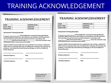 Training Acknowledgement Form Template For 4 Employee