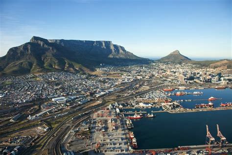 Cape Town Harbour And Table Mountain South Africa Stock Photo Image