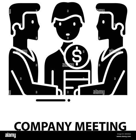 Company Meeting Icon Black Vector Sign With Editable Strokes Concept