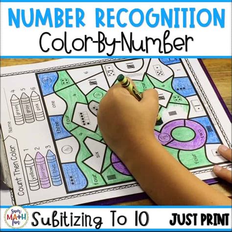 Subitizing Worksheets Kindergarten First Grades Color By Number