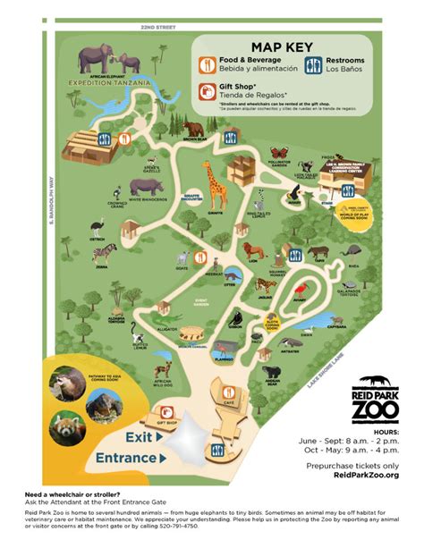 Zoo Map Reid Park Zoo